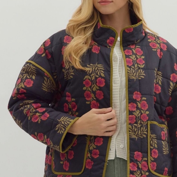 NWT Floral Quilted Medium Weight quilted Jacket coat - Picture 3 of 8